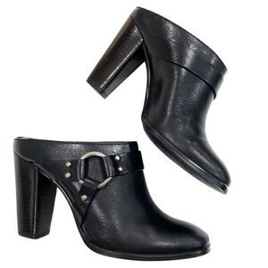 FRYE Laurie Leather Harness Mules (Sz 5.5)